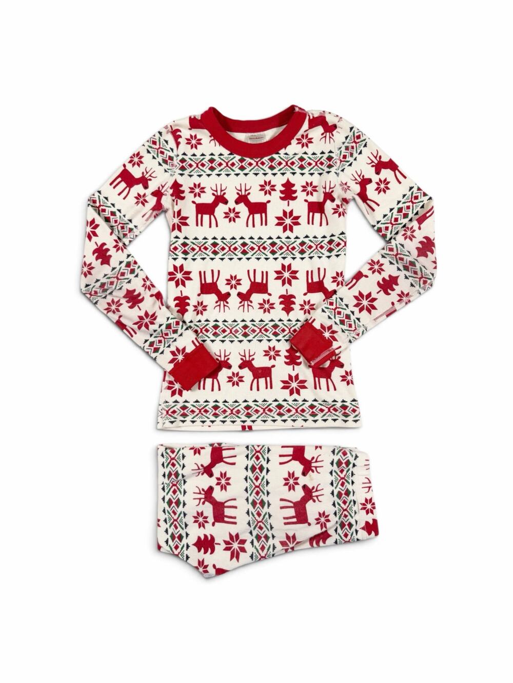 Hanna Andersson Kids Reindeer Fair Isle Christmas Pajamas Set Size 12